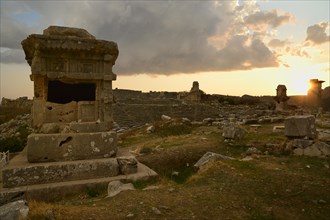 Harpyien pillar tombs of the ancient city of Xanthos at sunset