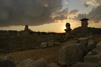 Harpyien pillar tombs of the ancient city of Xanthos at sunset