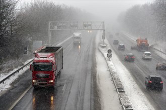 A46 motorway in winter with heavy snowfall