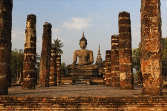 Buddha statue in Wat Mahathat Temple in Sukhothai Historical Park