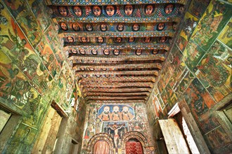 Ancient wall paintings adorning the interior of Debre Birhan Selassie Church