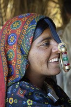 Dhaneta Jat woman wearing the Nathli gold nose ring