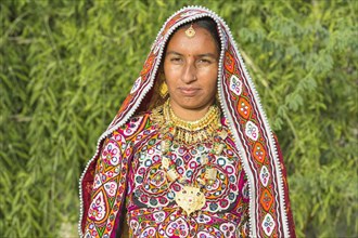 Ahir woman in traditional colorful clothes