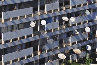 Block of flats with satellite dishes