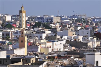 Cityscape with a minaret of the Mosque of Mohammed V