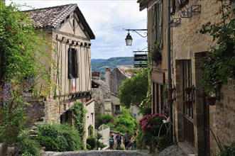 Steep narrow alleyway in the medieval town of Cordes-sur-Ciel