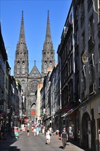 Historic centre with the black facade of the Clermont-Ferrand Cathedral