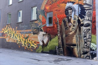 Mural with a Native American motif