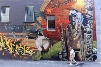 Mural with a Native American motif