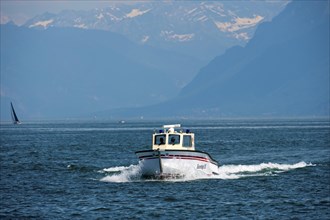 Water rescue motor boat of Morges on Lake Geneva