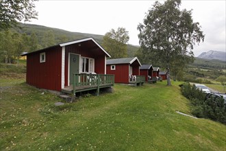 Cabins at a camping site near Geiranger Fjord