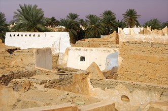 Crumbling adobe buildings in the old town of Ghadames