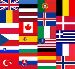 National flags of the NATO countries