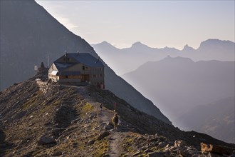 Hikers at the Cabane de Pannossiere refuge