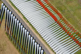 Storage area of wind blades for wind turbines