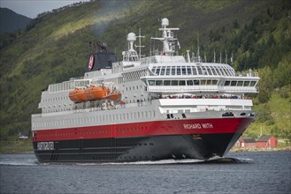 Hurtigruten ship 'Richard With' travelling through Vestfjord