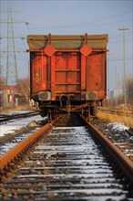 Railway-car on rail tracks