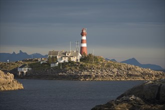 Lighthouse and buildings in the evening light