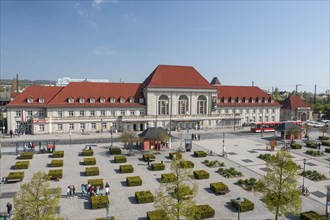 Station building with forecourt