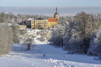 Sunny winter day in the landscaped gardens of Ettersburg Castle