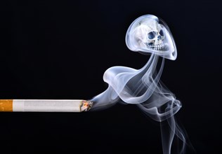 Cigarette smoke forming a skull