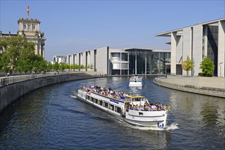 Passenger boat on the Spree River in the Government District