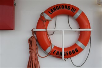Lifebuoy on the ferry between Bensersiel and Langeoog