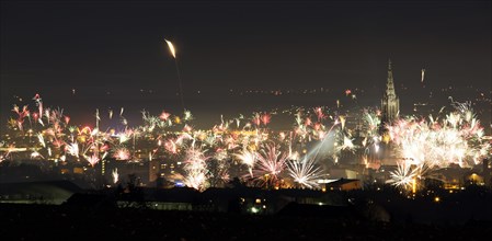 New Year's Eve fireworks over Ulm