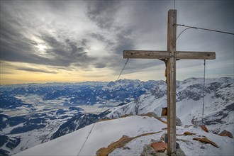 Summit cross on summit of Eiskogel mountain
