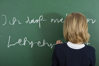 Schoolboy writing on the blackboard as a penalty