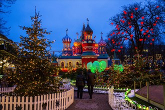 Christmas decorations in the Tivoli Gardens amusement park