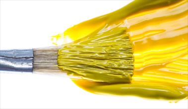 Brush with yellow acrylic paint