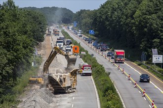 Motorway construction site on the A52 motorway