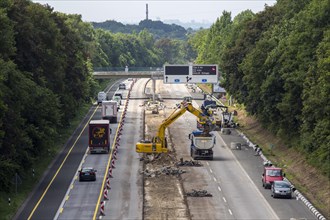 Construction on a motorway construction site on the A52 motorway