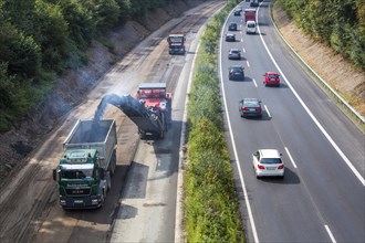 Earthworks on a large highway construction site on the A52 motorway