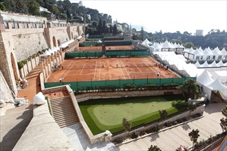 View from above over the tennis courts and the VIP village of the Monte Carlo Country Club