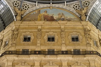 Fresco representing Europe in a lunette of the dome of Galleria Vittorio Emanuele II