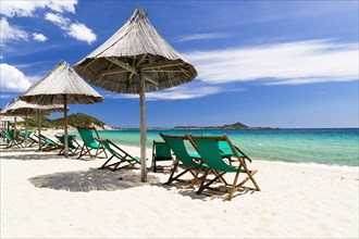 Sun loungers and umbrellas on the beach