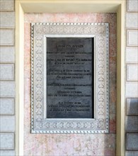 Memorial plaque to the foundation of the Casa di Riposo per Musicisti also Casa Verdi by Guiseppe Verdi