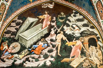 Fresco with resurrection of Christ and Christ in the limbo