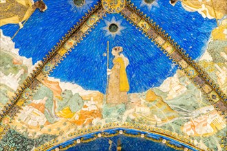Decoration fresco with the pilgrim Bianca Pellegrini
