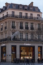 Cartier store on the Avenue des Champs Elysees in the evening