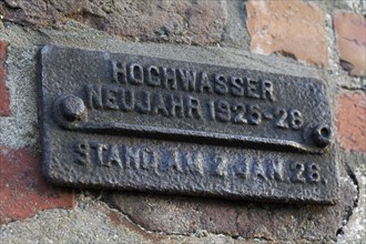 High-water mark on the banks of the Rhine river