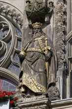 Sculpture of Charlemagne on the facade of the Town Hall