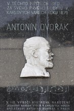 Plaque commemorating the composer Antonin Dvorak