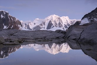 Mountains reflected in a freshwater lake on Booth Island