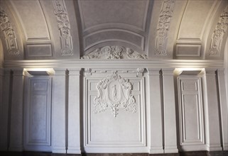 Restored hall with stucco in a historic Berlin building