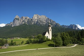 Church of St. Constantine with Sciliar Mountain