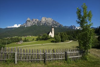 Church of St. Constantine with Sciliar Mountain