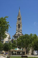Bell tower of the church of Sainte-Perpetue and Sainte-Felicite